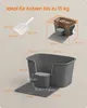 Diagram showing dimensions and features of a cat litter box and scoop. Produktbild-Vorschau
