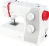 A white and gray sewing machine with red accents, shown from a three-quarter angle against a white background. Produktbild-Vorschau