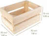A wooden crate with dimensions indicated by text overlays. Produktbild-Vorschau