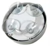 The underside of a round, gray and white device with four clear suction cups attached. Produktbild-Vorschau