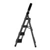 A side view of a gray stepladder with four steps. Voir les images du produit