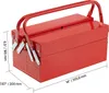 A red metal toolbox with dimensions indicated. Podgląd zdjęcia produktu