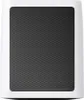 A close-up studio shot of a white security camera with a black textured grille. Voir les images du produit