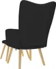 A black fabric armchair seen from the back, with wooden legs. Anteprima dell’immagine prodotto