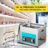 An ultrasonic cleaner is displayed in the foreground, with shelves of eyeglasses in the background. Anteprima dell’immagine prodotto