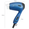 A blue Clatronic travel hair dryer is shown against a white background with dimensions indicated. Anteprima dell’immagine prodotto