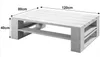 A wooden coffee table with dimensions indicated by measurement lines and text. Produktbild-Vorschau
