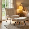 Loungesessel mit Fußhocker Samt Beige Gepolsterter Produktbild-Vorschau 2