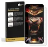 A product box for a phone screen protector with installation instructions and a phone screen with a graphic displayed. Produktbild-Vorschau