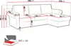 A diagram showing the dimensions of a sectional sofa, with a separate illustration of a bed with dimensions. Náhled obrázku produktu