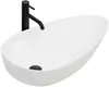 A white countertop sink with a black faucet. Náhled obrázku produktu