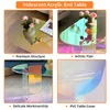 A collage of four images showcasing an iridescent acrylic end table from different angles and highlighting its features. Anteprima dell’immagine prodotto