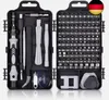 A black carrying case open to reveal a set of precision screwdrivers and bits. Produktbild-Vorschau