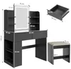Make-uptafel met LED-verlichting, kaptafel met krukje en Productafbeelding-voorbeeld 2