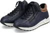 A pair of navy blue high-top sneakers with brown accents and white soles, shown from a slightly elevated side angle against a white background. Anteprima dell’immagine prodotto