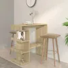 A bar table with shelves and two bar stools in a room setting. Anteprima dell’immagine prodotto