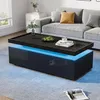 Merax Couchtisch mit LED und 2 Schubladen, Hochglanz Produktbild-Vorschau 4