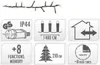 Diagrams and icons illustrating features of a string of lights. Voir les images du produit