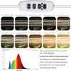 A product image showing a grow light controller and various brightness settings for a plant grow light, along with a light spectrum graph. Produktbild-Vorschau