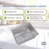 ANW HOME Küchenspüle 60x50 cm Edelstahl 304 Silber Topmount Produktbild-Vorschau 3