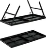 Two views of a black, foldable table, shown from underneath and from the top. Podgląd zdjęcia produktu