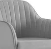 Close-up of a light gray upholstered chair, showing its texture and tufted design. Produktbild-Vorschau