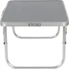A small, foldable table with a gray surface and silver legs, shown from the front. Produktbild-Vorschau