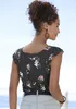 VIVANCE Rundhalsshirt schwarz-mauve bedruckt Größe 44/46 Produktbild-Vorschau 4