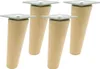 Four wooden furniture legs with metal mounting plates, arranged in a group. Náhled obrázku produktu