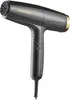 A professional studio shot of a black hairdryer with gold accents, isolated on a white background. Anteprima dell’immagine prodotto