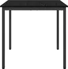 A simple product shot of a black wooden table with gray metal legs against a white background. Voir les images du produit