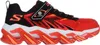 A side view of a single red, black, and white Skechers sneaker with orange accents. Náhled obrázku produktu