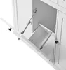 Close-up view of the interior of a white cabinet with gas struts supporting open doors. Náhled obrázku produktu