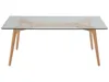 A rectangular glass-top coffee table with a wooden base is shown against a white background. Náhľad obrázku produktu