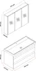 Isometric view of a bathroom vanity set with a mirrored cabinet and a sink base. Produktbild-Vorschau