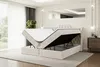 A bedroom scene with a bed that has its storage compartment open. Produktbild-Vorschau