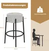 A bar stool with dimensions and a graphic of a person sitting at a table. Podgląd zdjęcia produktu