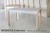 Two tables are shown in a room with a tiled floor and a wooden wall. Produktbild-Vorschau