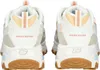 The back view of a pair of white Skechers DLITES-BOLD VIEWS sneakers with peach and tan accents. Produktbild-Vorschau