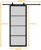 Glasschiebetür Loftstyle offene Laufschiene 900x2150mm Produktbild-Vorschau 2