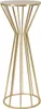 A tall, slender gold table with a circular top and a circular base, supported by thin, vertical metal rods that curve inwards in the middle. Produktbild-Vorschau