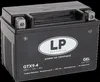 A black battery with white branding and text, isolated on a black background. Anteprima dell’immagine prodotto