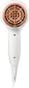 A close-up, front-facing view of a white and copper hairdryer against a white background. Anteprima dell’immagine prodotto