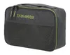 A dark gray toiletry bag with a mesh front pocket and neon green trim. Produktbild-Vorschau