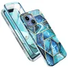A phone case with a geometric marble pattern and a clear phone case with a screen protector. Podgląd zdjęcia produktu