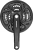 A black bicycle crankset with three chainrings. Anteprima dell’immagine prodotto