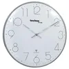 A white analog wall clock with silver hands and a silver frame. Náhled obrázku produktu