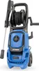 A blue and black Hyundai electric pressure washer with a hose reel is shown against a white background. Produktbild-Vorschau