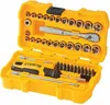 A yellow tool kit with various sockets and a ratchet is open and displayed. Produktbild-Vorschau