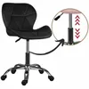 A black office chair is shown with a close-up inset highlighting its height adjustment feature. Produktbild-Vorschau